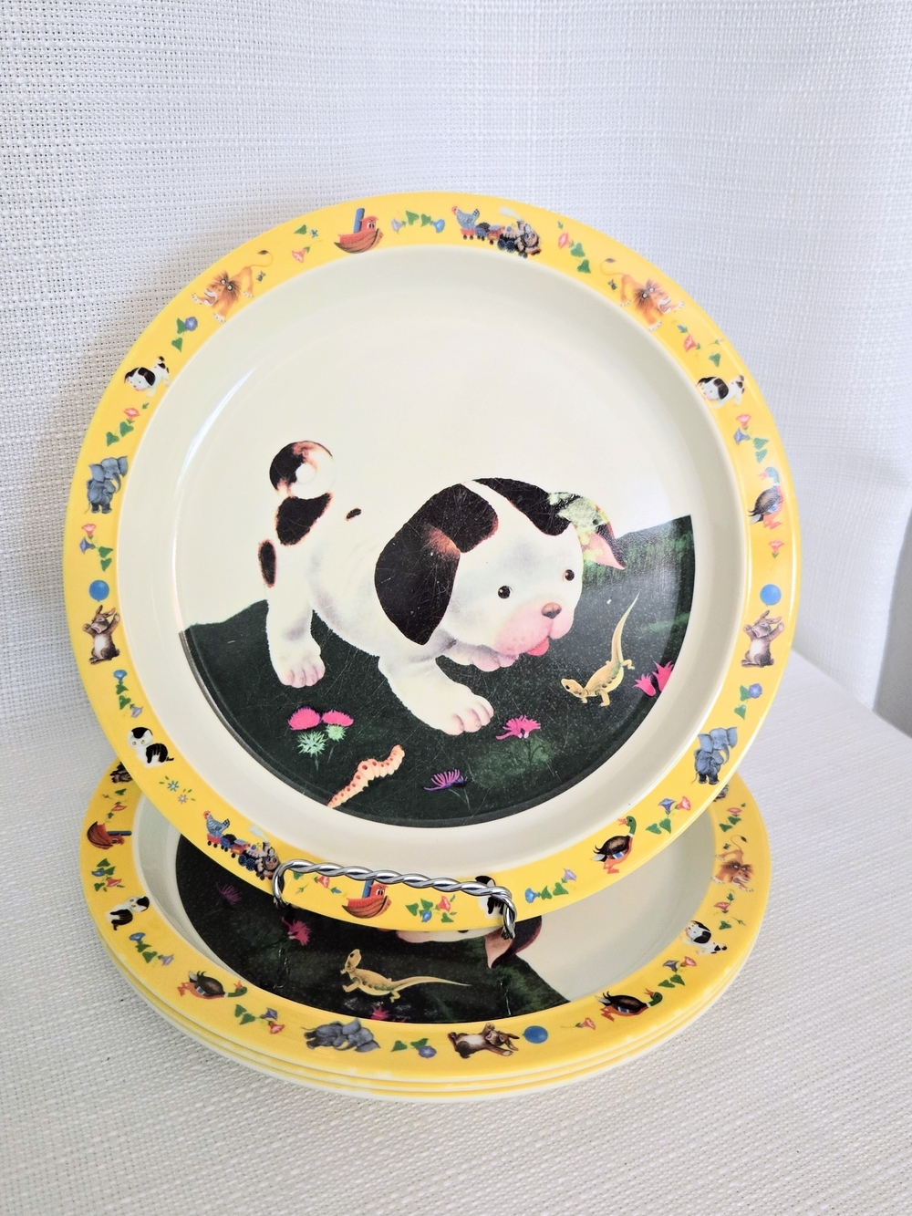 4 Pokey Little Puppy Poky Melamine Dinner Plate 8.5" World Market Golden Books